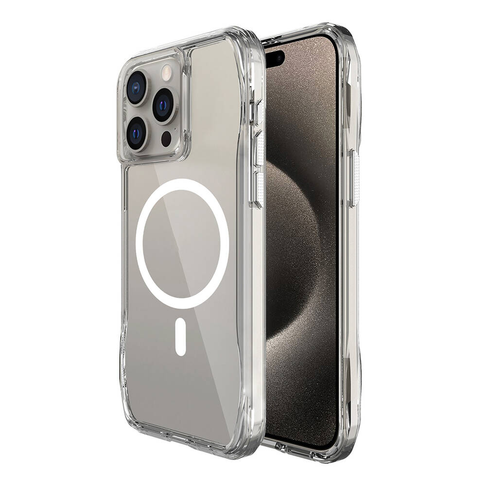 Apple iPhone 15 Pro Uyumlu Kılıf M-safe Şarj Özellikli Airbagli Şeffaf Zore İncek Kapak