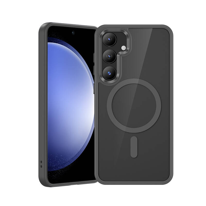 Samsung Galaxy S24 Plus Uyumlu Kılıf M-safe Şarj Özellikli Şeffaf Arka Yüzey Benks MagClap TPU Çerçeve Kapak