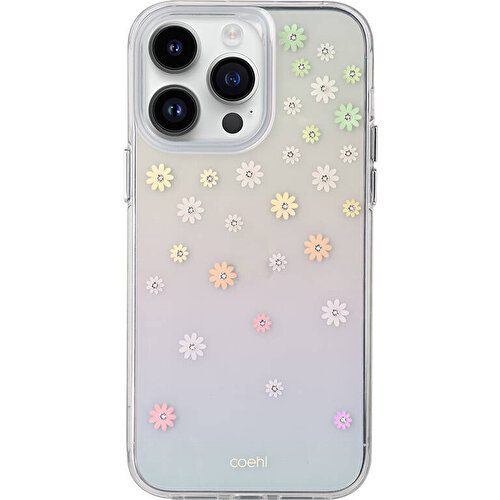 Apple iPhone 14 Pro Max Uyumlu Kılıf Çiçek Desenli Taşlı Coehl Aster Kapak