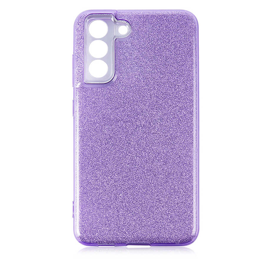 Samsung Galaxy S21 FE Uyumlu Kılıf Sert Silikon Simli Desenli Zore Shining Silikon