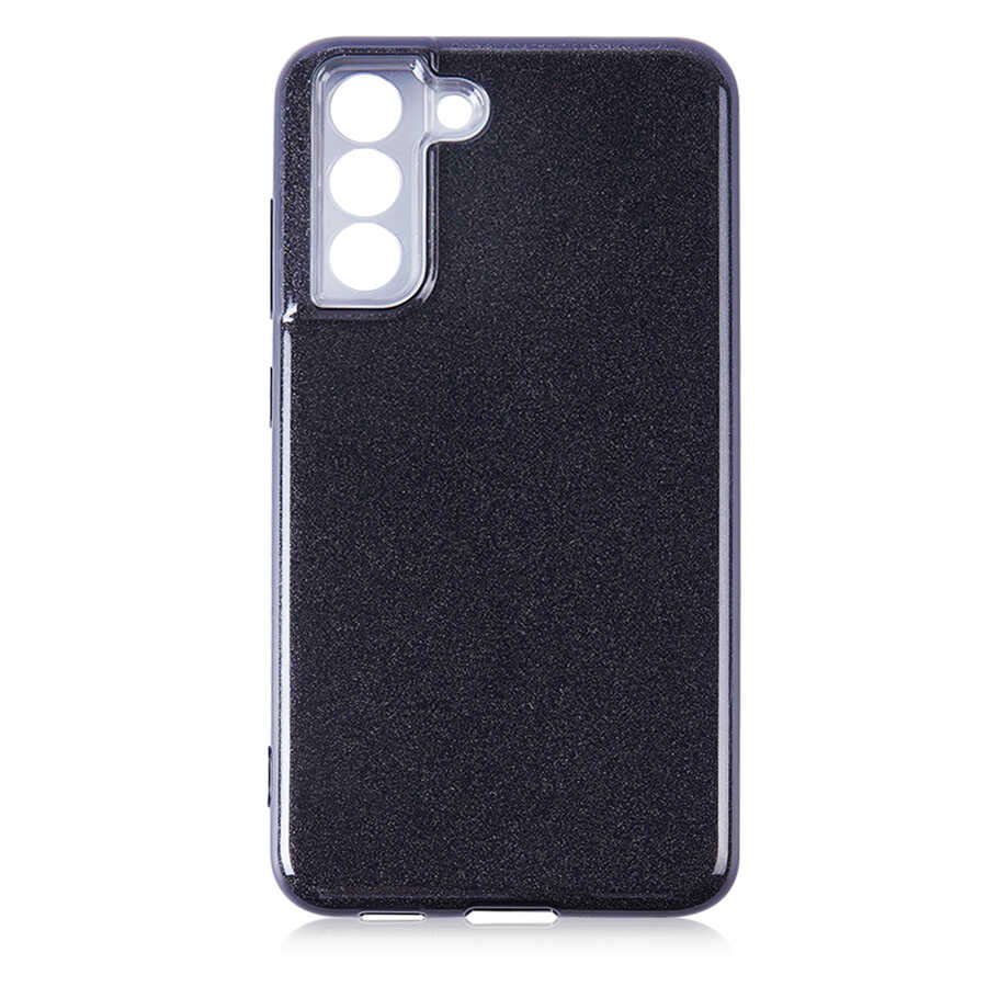 [RNZ-TA66813] Samsung Galaxy S21 FE Uyumlu Kılıf Sert Silikon Simli Desenli Zore Shining Silikon (Siyah)