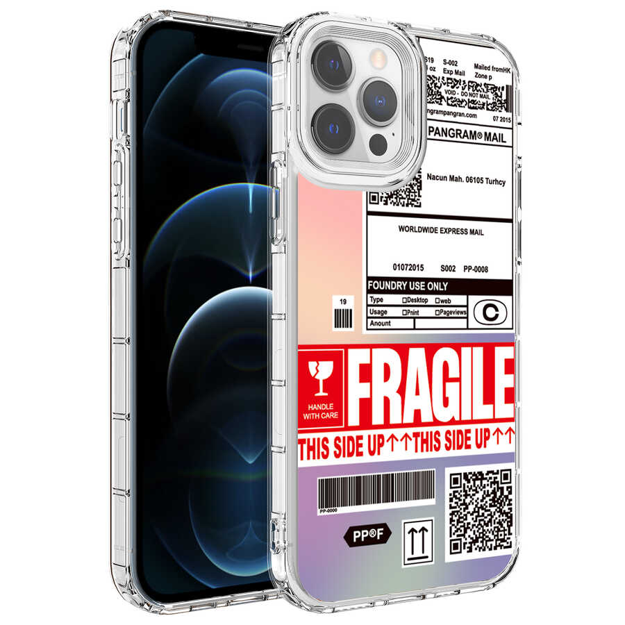 Apple iPhone 12 Pro Max Uyumlu Kılıf Kamera Korumalı Renkli Desenli Sert Silikon Zore Korn Kapak