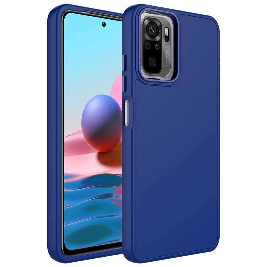 Xiaomi Redmi Note 10S Uyumlu Kılıf Metal Çerçeve ve Buton Tasarımlı Silikon Zore Luna Kapak