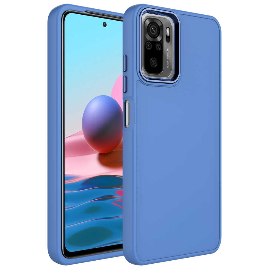 Xiaomi Redmi Note 10S Uyumlu Kılıf Metal Çerçeve ve Buton Tasarımlı Silikon Zore Luna Kapak