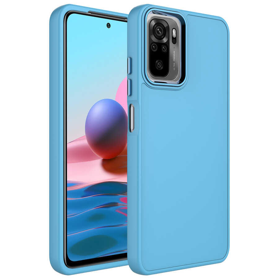 Xiaomi Redmi Note 10S Uyumlu Kılıf Metal Çerçeve ve Buton Tasarımlı Silikon Zore Luna Kapak