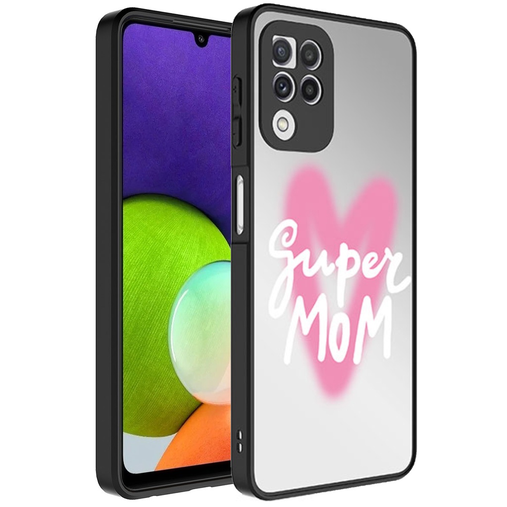 Samsung Galaxy A22 4G Uyumlu Kılıf Aynalı Desenli Kamera Korumalı Parlak Zore Mirror Kapak