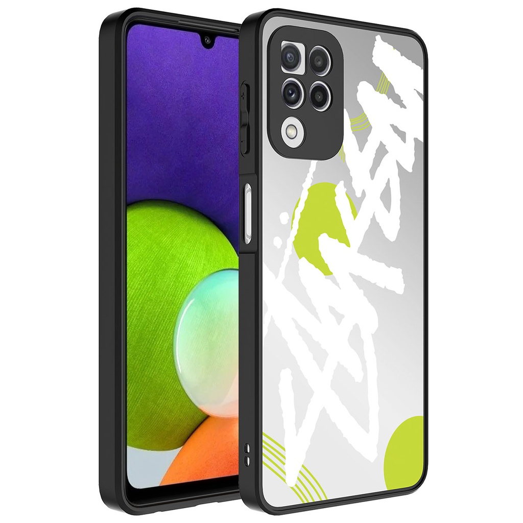 Samsung Galaxy A22 4G Uyumlu Kılıf Aynalı Desenli Kamera Korumalı Parlak Zore Mirror Kapak