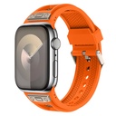 Apple Watch 44mm Uyumlu Kordon Zore KRD-117 Hava Alabilen Delikli Metal Süslemeli Desenli Silikon Kayış