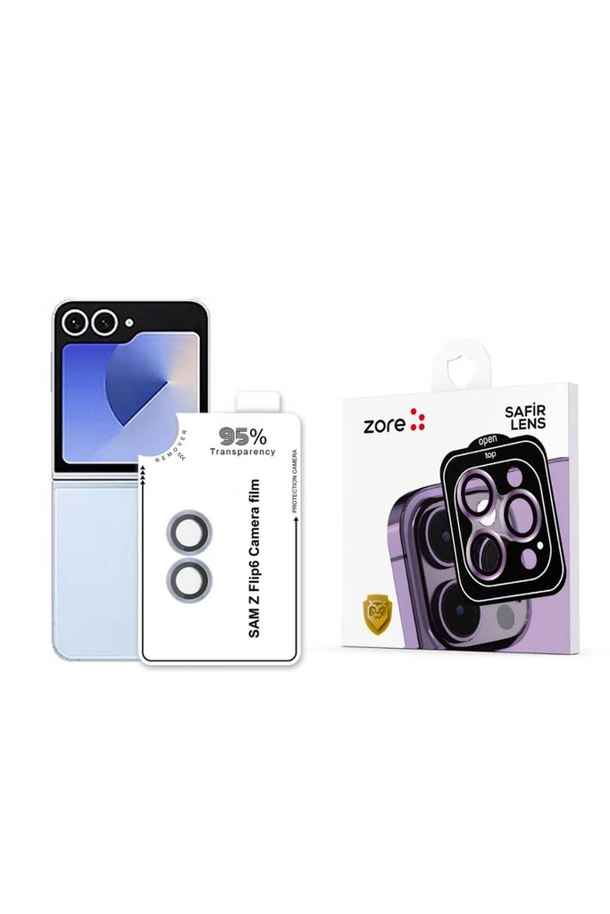 Samsung Galaxy Z Flip 6 Uyumlu Zore CL-11 Safir Parmak İzi Bırakmayan Anti-Reflective Kamera Lens Koruyucu