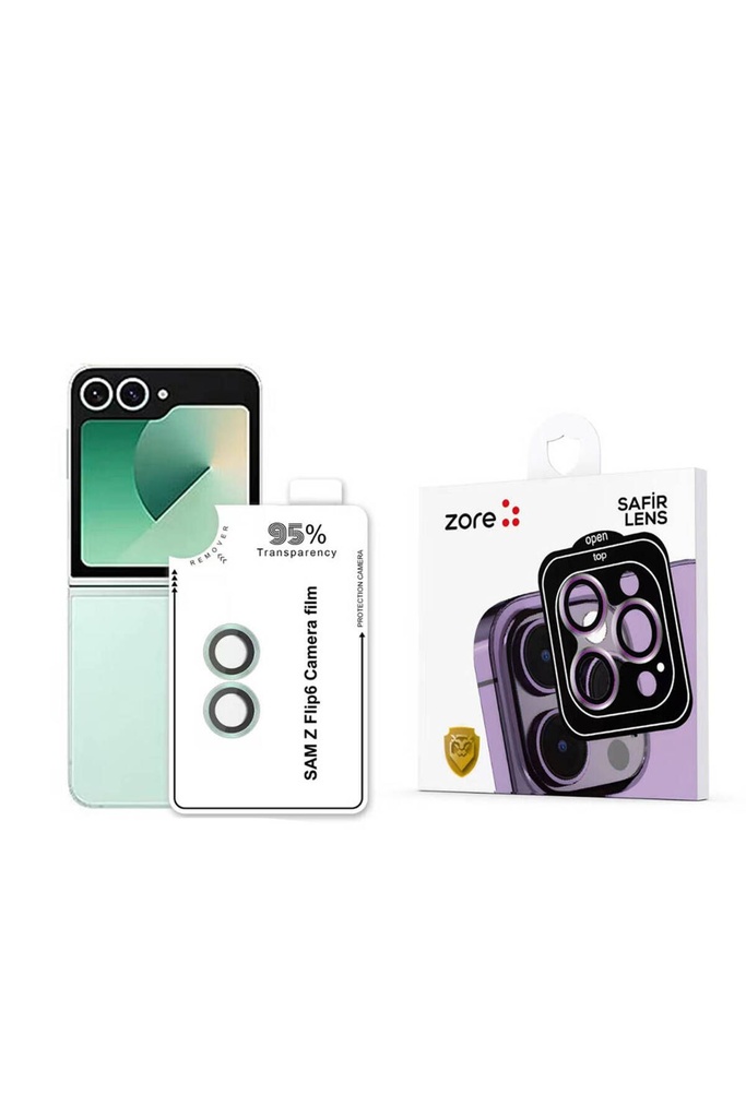 Samsung Galaxy Z Flip 6 Uyumlu Zore CL-11 Safir Parmak İzi Bırakmayan Anti-Reflective Kamera Lens Koruyucu