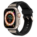 Apple Watch Ultra 49mm Uyumlu Kordon Zore KRD-117 Hava Alabilen Delikli Metal Süslemeli Desenli Silikon Kayış