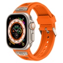 Apple Watch Ultra 49mm Uyumlu Kordon Zore KRD-117 Hava Alabilen Delikli Metal Süslemeli Desenli Silikon Kayış