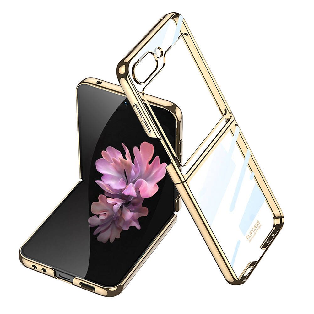 Samsung Galaxy Z Flip 6 Uyumlu Kılıf Sert PC Zore Full Camlı Luxury Zore Kıpta Kapak