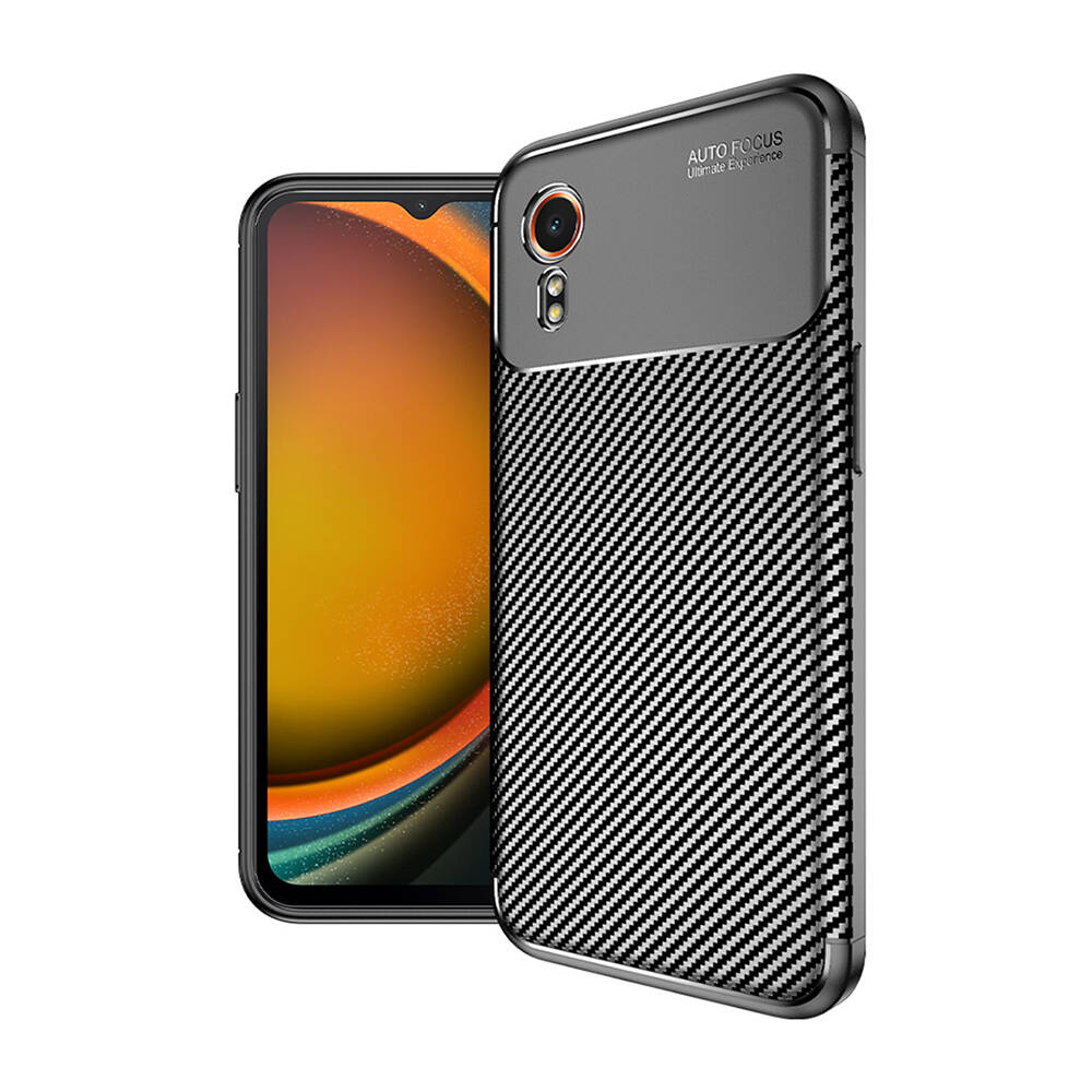 Samsung Galaxy Xcover 7 Kılıf Uyumlu Kılıf Silikon Karbon Tasarımlı Esnek Zore Negro Kapak
