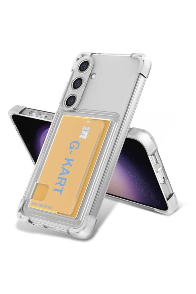 Samsung Galaxy S24 Uyumlu Kılıf Airbag Tasarımlı Şeffaf Kartlıklı Zore G-Kart Kapak