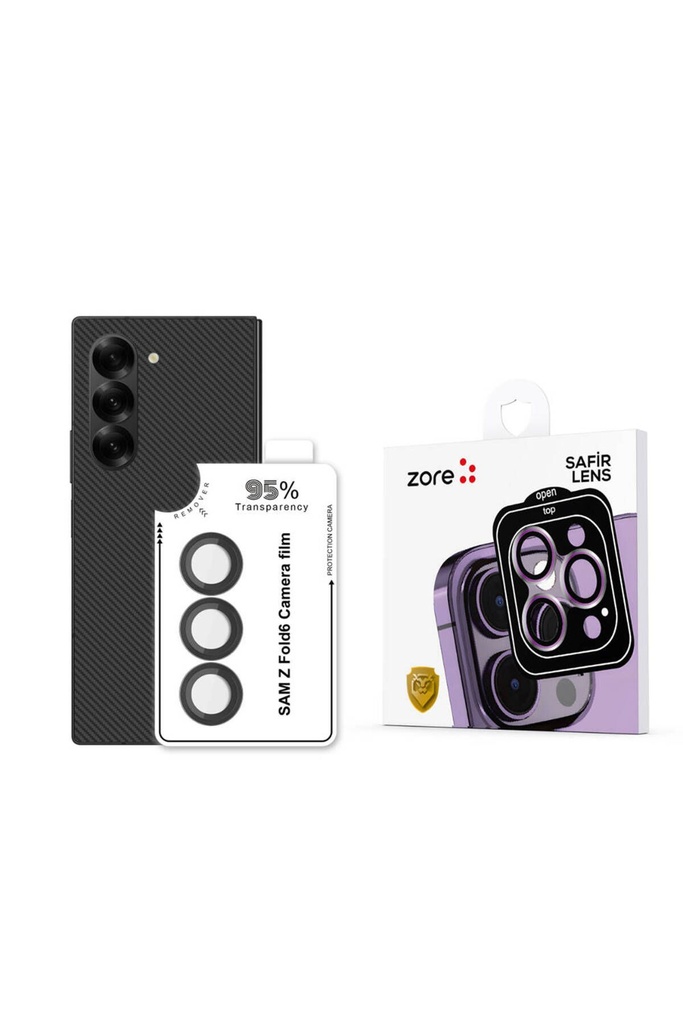 [RNZ-TA107393] Samsung Galaxy Z Fold 6 Uyumlu Zore CL-11 Safir Parmak İzi Bırakmayan Anti-Reflective Kamera Lens Koruyucu
 (Siyah)