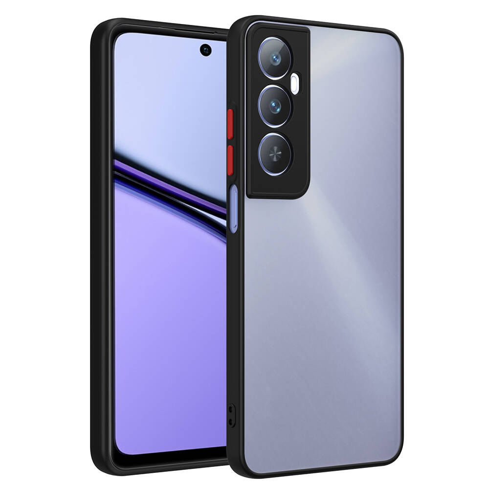 [RNZ-TA107381] Realme C65 4G Uyumlu Kılıf Sert Silikon Kamera Korumalı Zore Hux Kapak (Siyah)