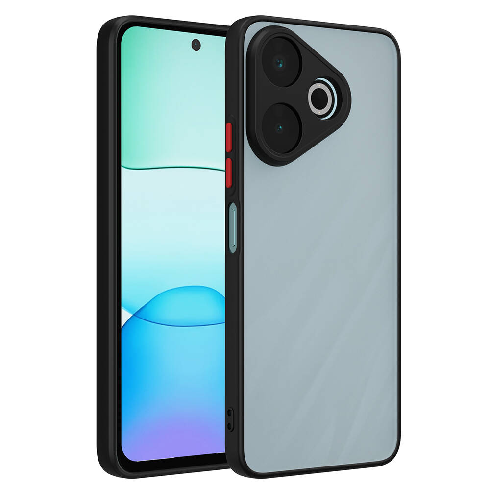 [RNZ-TA107384] Xiaomi Redmi 13 4G Uyumlu Kılıf Sert Silikon Kamera Korumalı Zore Hux Kapak
 (Siyah)