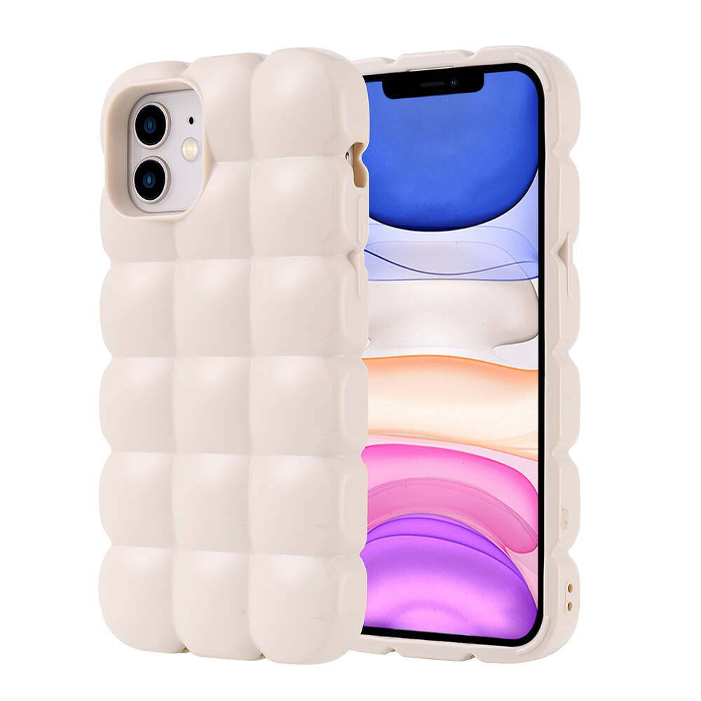 Apple iPhone 11 Uyumlu Kılıf Silikon Parlak Esnek Yumuşak Kabartmalı Zore Dom Dom Kapak
