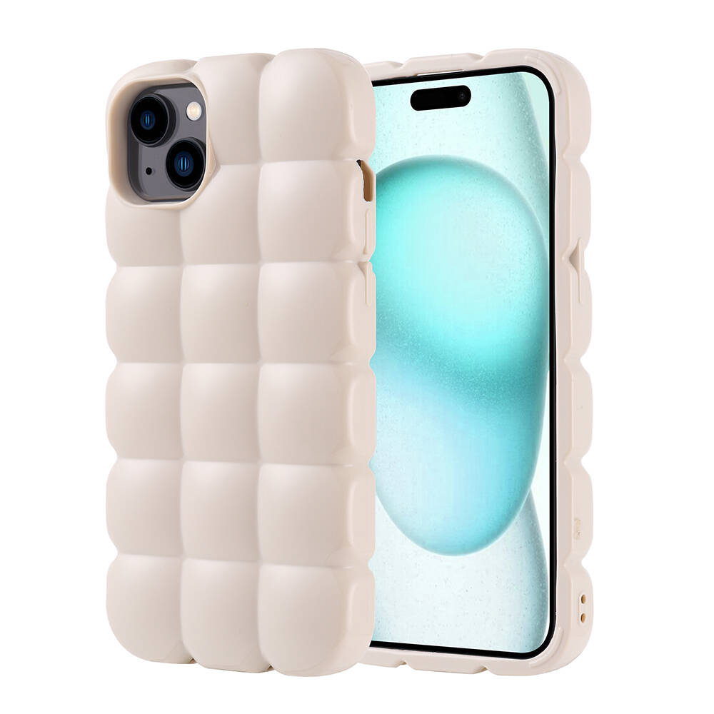 Apple iPhone 15 Plus Uyumlu Kılıf Silikon Parlak Esnek Yumuşak Kabartmalı Zore Dom Dom Kapak