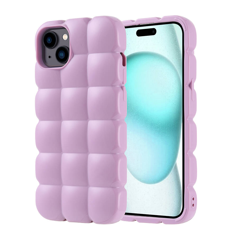 Apple iPhone 15 Plus Uyumlu Kılıf Silikon Parlak Esnek Yumuşak Kabartmalı Zore Dom Dom Kapak