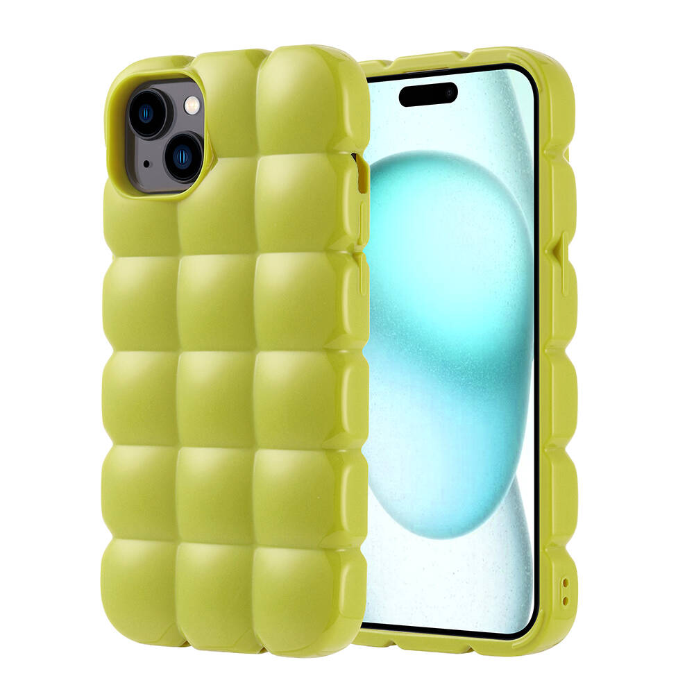 Apple iPhone 15 Plus Uyumlu Kılıf Silikon Parlak Esnek Yumuşak Kabartmalı Zore Dom Dom Kapak