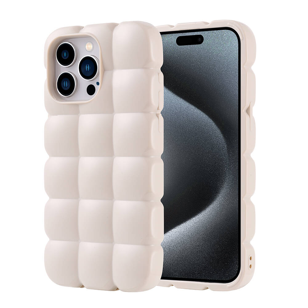 Apple iPhone 15 Pro Max Uyumlu Kılıf Silikon Parlak Esnek Yumuşak Kabartmalı Zore Dom Dom Kapak