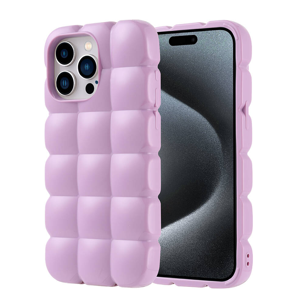 Apple iPhone 15 Pro Max Uyumlu Kılıf Silikon Parlak Esnek Yumuşak Kabartmalı Zore Dom Dom Kapak
