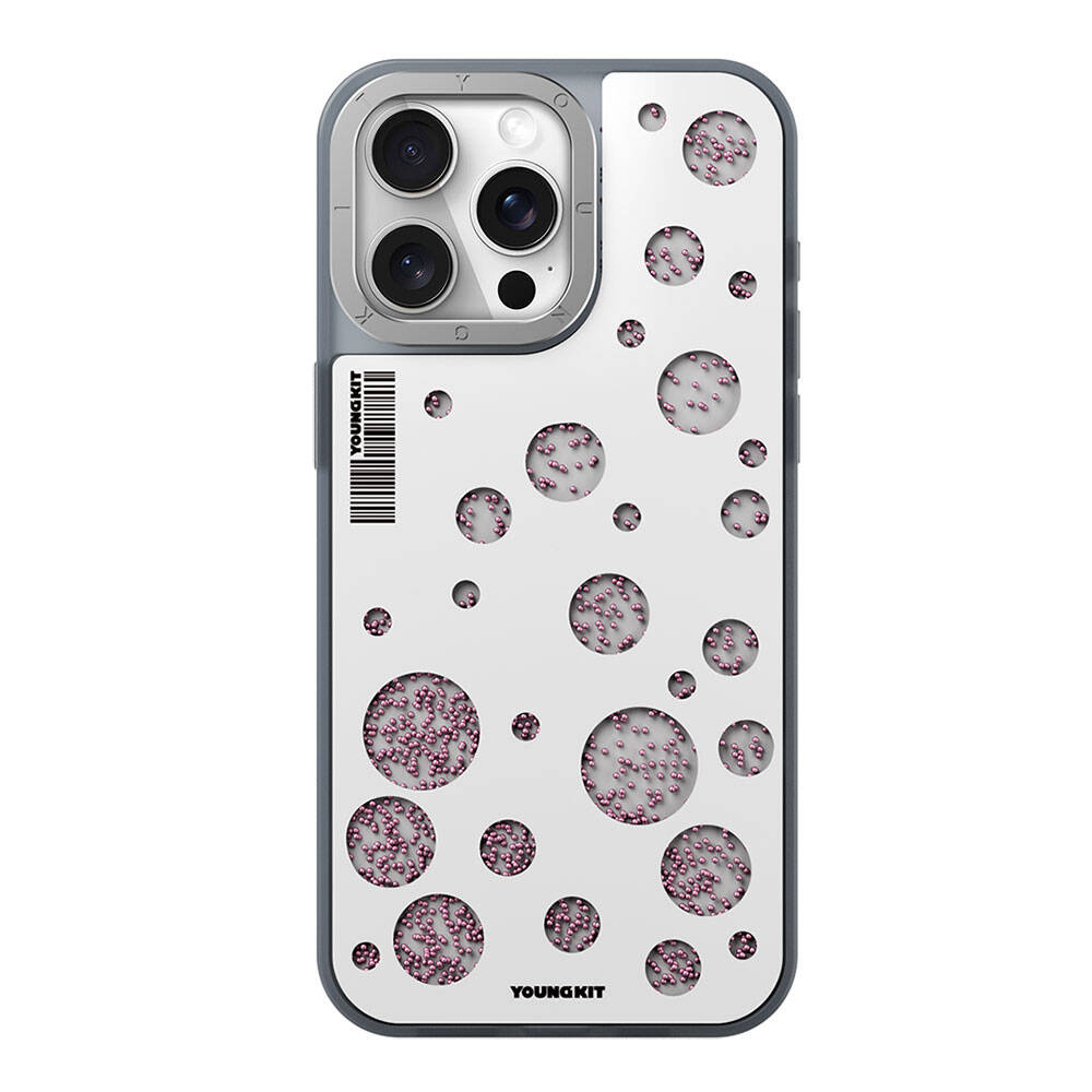 Apple iPhone 15 Pro Uyumlu Kılıf M-safe Şarj Özellikli Youngkit Quicksand Beads Serisi Kapak