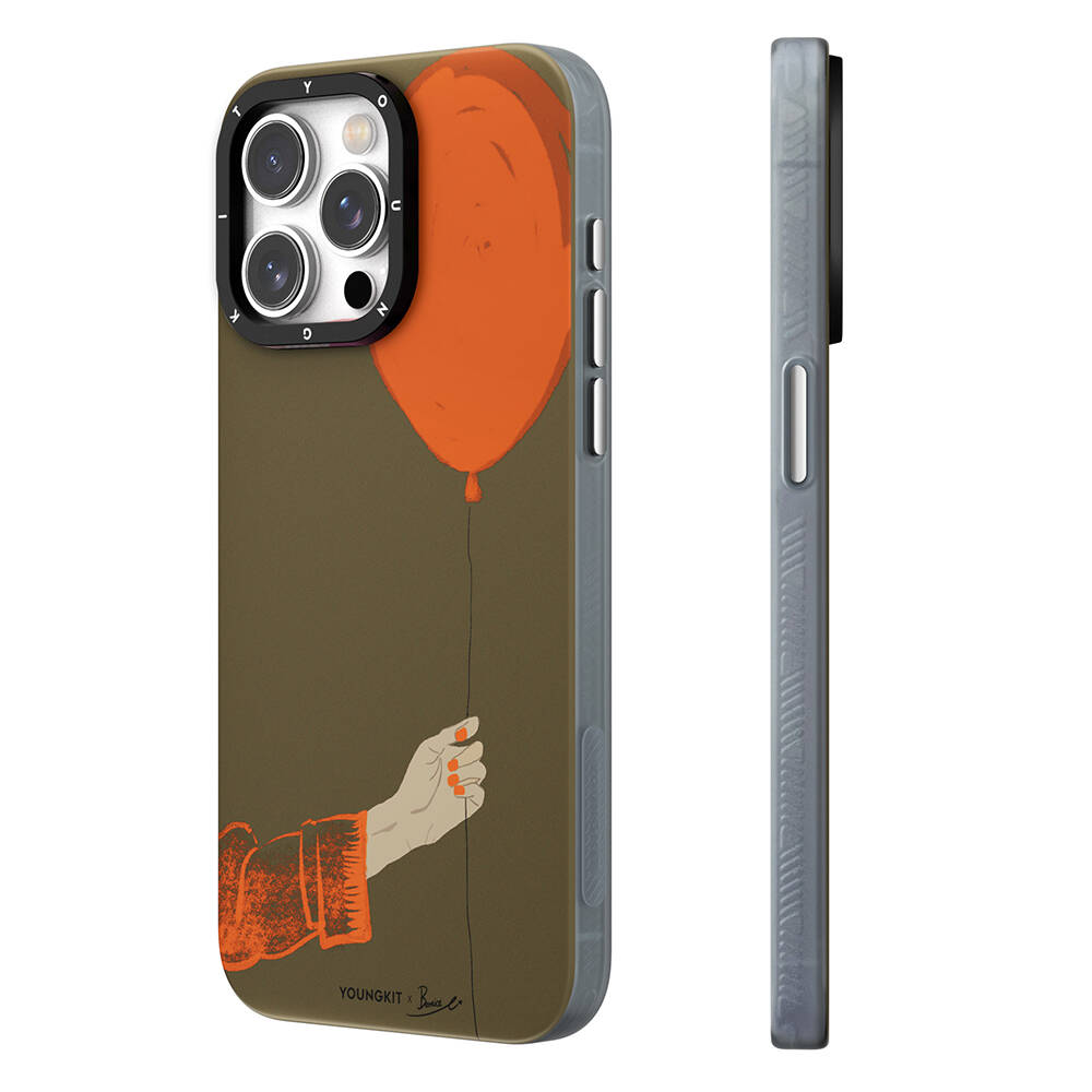 [RNZ-TA107249] Apple iPhone 15 Pro Max Uyumlu Kılıf M-safe Şarj Özellikli Youngkit Orange Serisi Flying Balloon Kapak