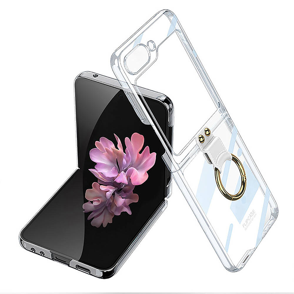Samsung Galaxy Z Flip 6 Uyumlu Kılıf Sert PC Yüzüklü Şık Tasarım Zore Kıpta Kapak