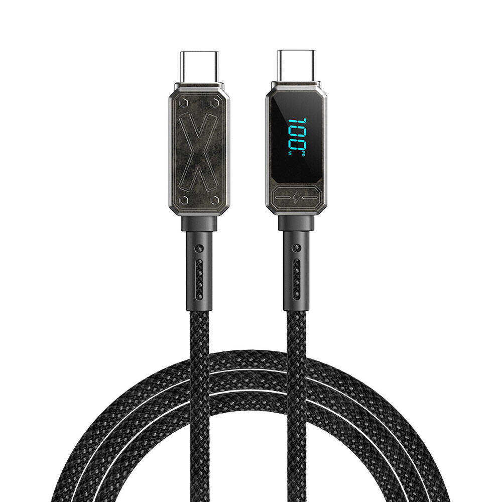 [RNZ-TA107290] Wiwu Wi-C038 Titan Serisi Type-C to Type-C PD 100W LED Dijital Göstergeli Şarj ve Data Kablosu 1.2M (Siyah)