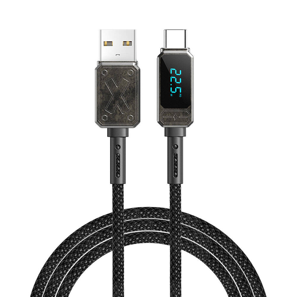 [RNZ-TA107356] Wiwu Wi-C038 Titan Serisi USB-A to Type-C 6A 66W LED Dijital Göstergeli Şarj ve Data Kablosu 1.2M (Siyah)