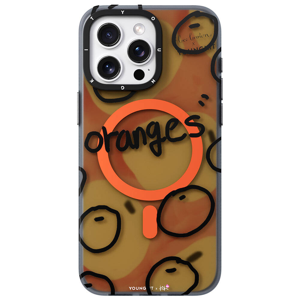 [RNZ-TA107321] Apple iPhone 14 Pro Max Uyumlu Kılıf M-safe Şarj Özellikli Bee Brown Tasarımlı Youngkit Funny Serisi Kapak