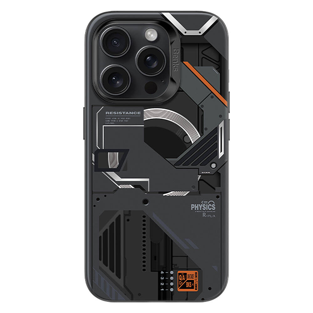 [RNZ-TA106995] Apple iPhone 15 Pro Uyumlu Kılıf M-safe Şarj Özellikli Mekanik Tasarımlı Benks Perspective Serisi Kapak (Siyah)