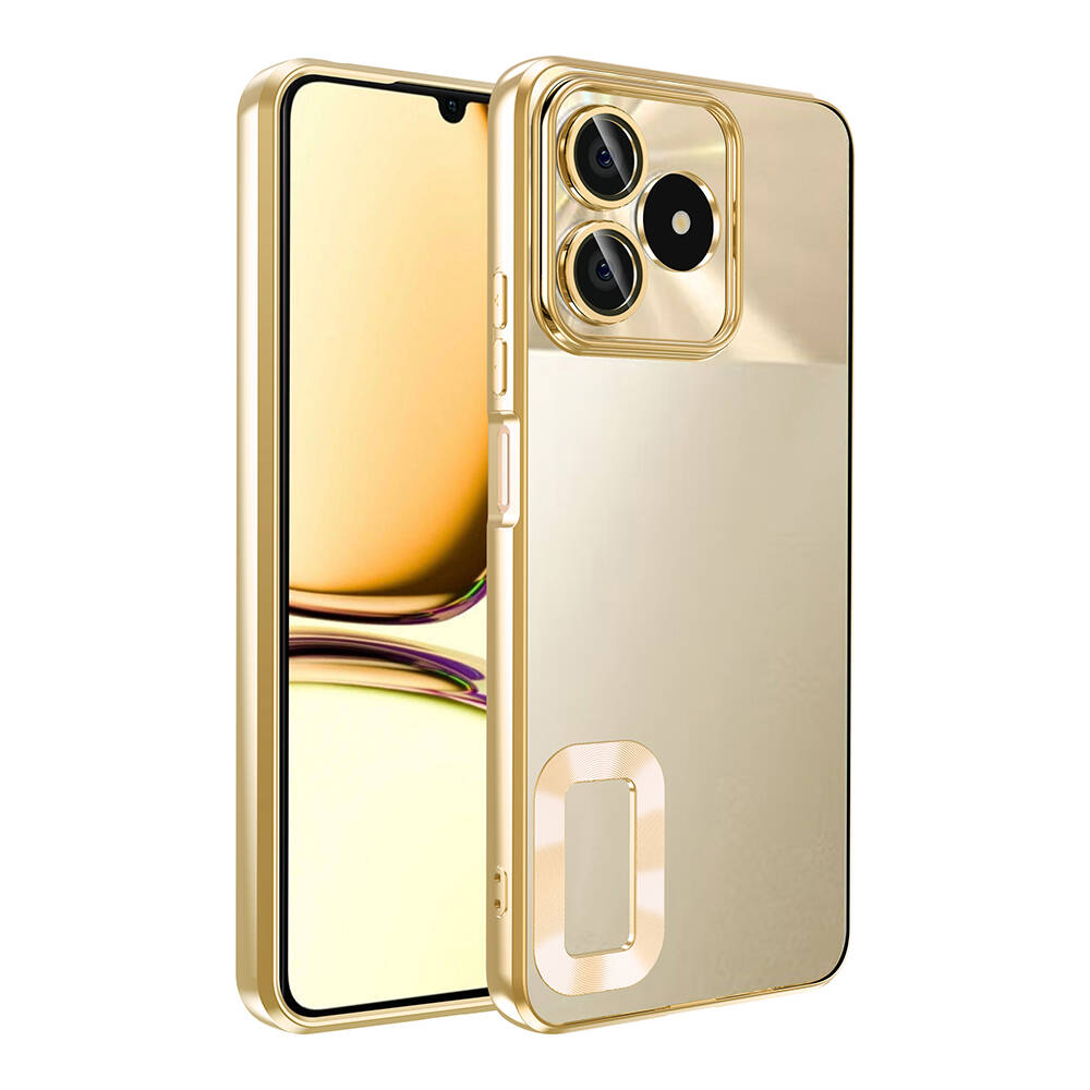 Realme C53 4G Uyumlu Kılıf Silikon Kamera Korumalı Renkli Şeritli Logo Gösteren Zore Omega Kapak