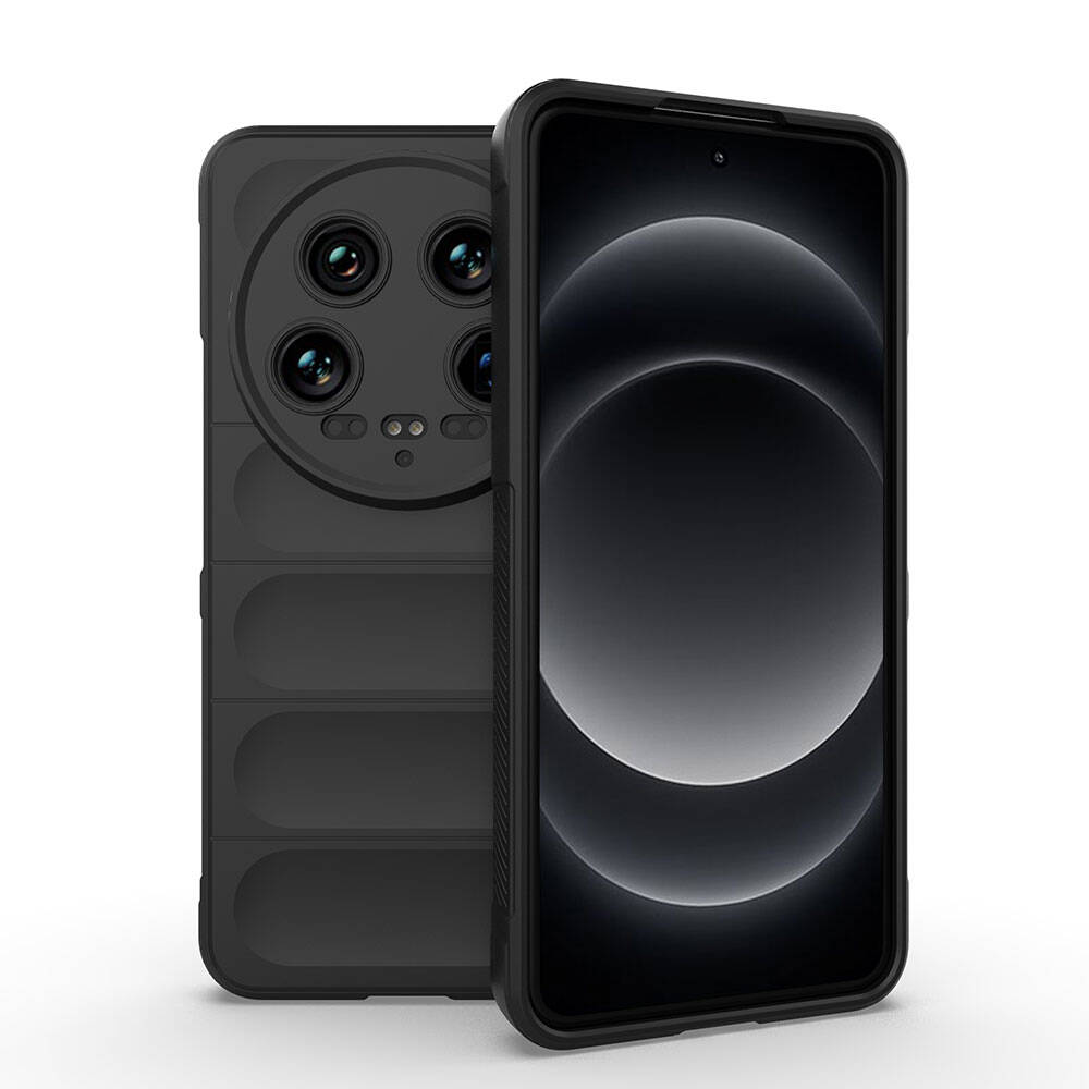 [RNZ-TA106890] Xiaomi Mi 14 Ultra Uyumlu Kılıf Esnek TPU Oyuklu Arka Yüzey Tasarımlı Zore Etnik Silikon Kapak (Siyah)