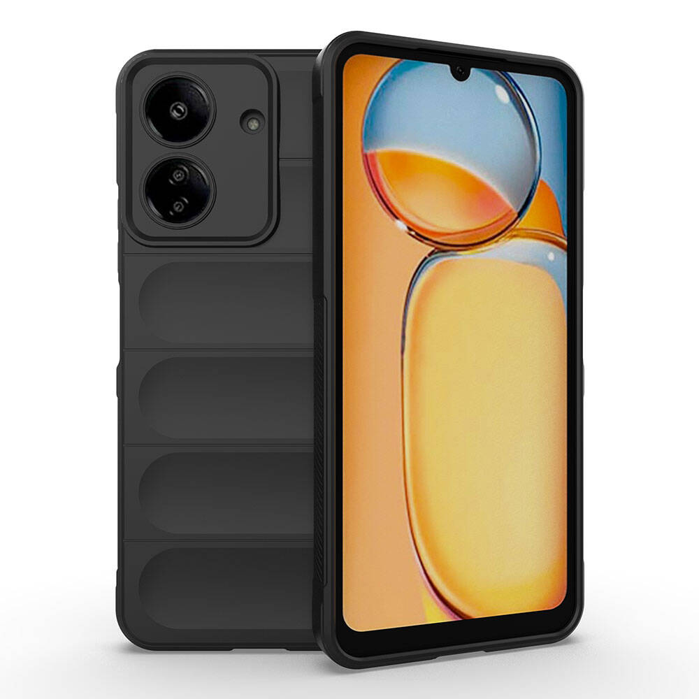 [RNZ-TA106898] Xiaomi Poco C65 Uyumlu Kılıf Esnek TPU Oyuklu Arka Yüzey Tasarımlı Zore Etnik Silikon Kapak (Siyah)