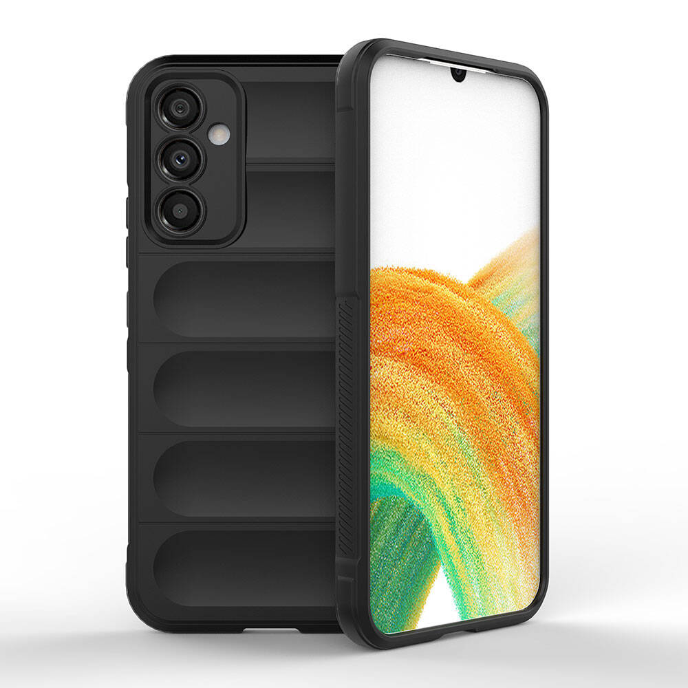 [RNZ-TA106922] Samsung Galaxy A34 Uyumlu Kılıf Esnek TPU Oyuklu Arka Yüzey Tasarımlı Zore Etnik Silikon Kapak (Siyah)
