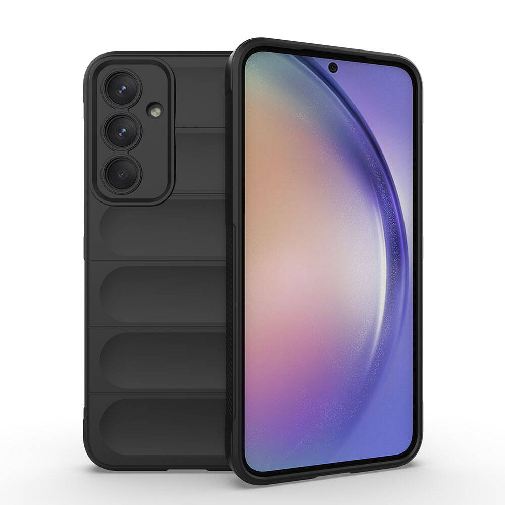 [RNZ-TA106926] Samsung Galaxy A35 Uyumlu Kılıf Esnek TPU Oyuklu Arka Yüzey Tasarımlı Zore Etnik Silikon Kapak (Siyah)