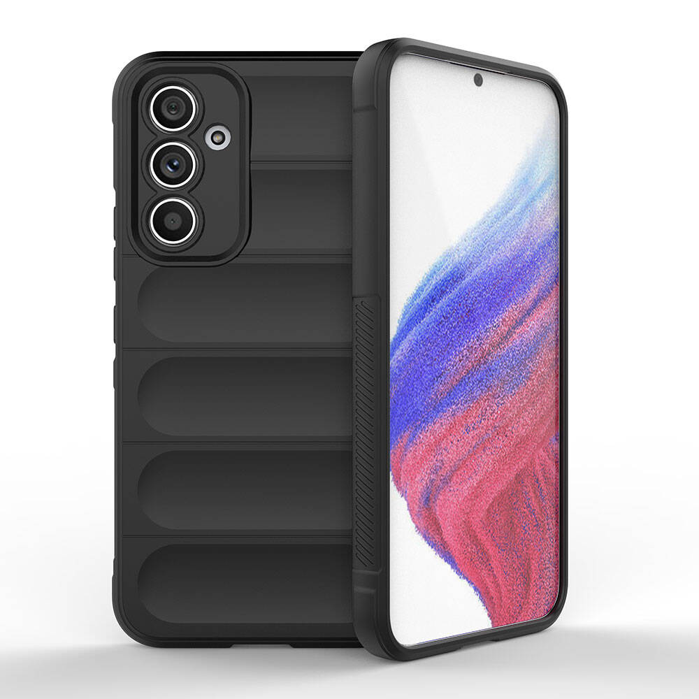[RNZ-TA106930] Samsung Galaxy A54 Uyumlu Kılıf Esnek TPU Oyuklu Arka Yüzey Tasarımlı Zore Etnik Silikon Kapak (Siyah)
