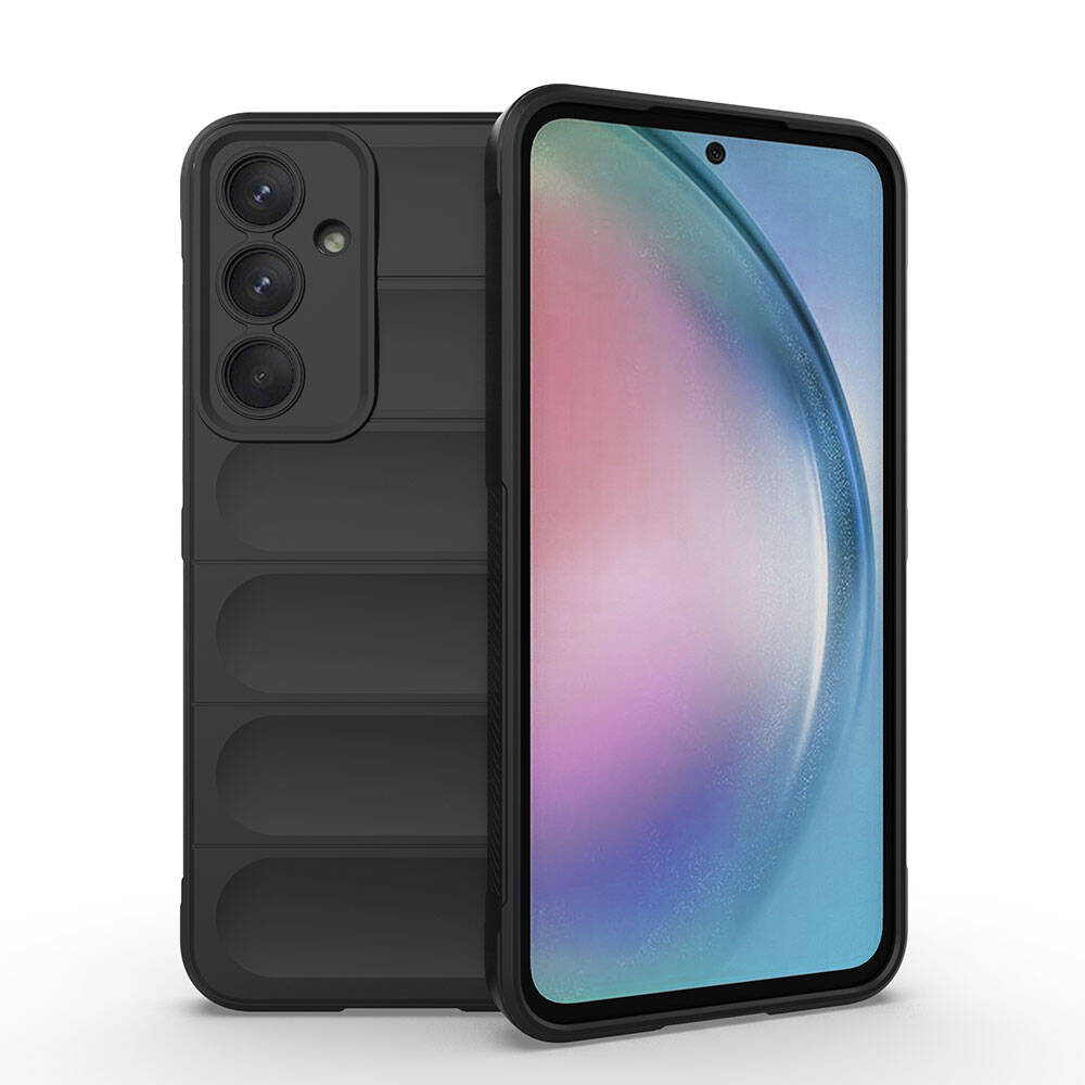 [RNZ-TA106934] Samsung Galaxy A55 Uyumlu Kılıf Esnek TPU Oyuklu Arka Yüzey Tasarımlı Zore Etnik Silikon Kapak (Siyah)