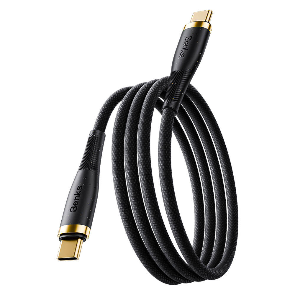 [RNZ-TA107013] Benks D47 Type-C to Type-C PD 3.0 Örgülü Şarj ve Data Kablosu 100W 1 Metre (Siyah)