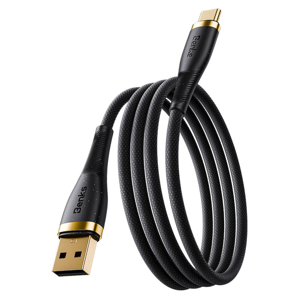[RNZ-TA107015] Benks D47 USB-A to Type-C PD 3.0 Örgülü Şarj ve Data Kablosu 66W 1 Metre (Siyah)
