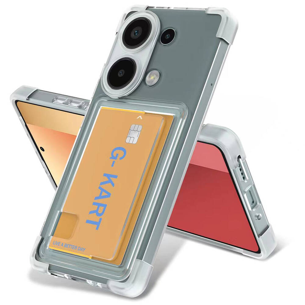 [RNZ-TA107541] Xiaomi Redmi Note 13 4G Uyumlu Kılıf Airbag Tasarımlı Şeffaf Kartlıklı Zore G-Kart Kapak