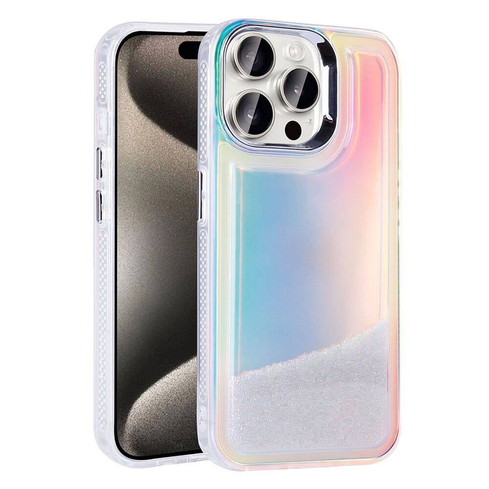 Apple iPhone 15 Pro Uyumlu Kılıf Airbagli Renkli Arka Yüzey Boncuk Tasarımlı Zore Kumul Kapak