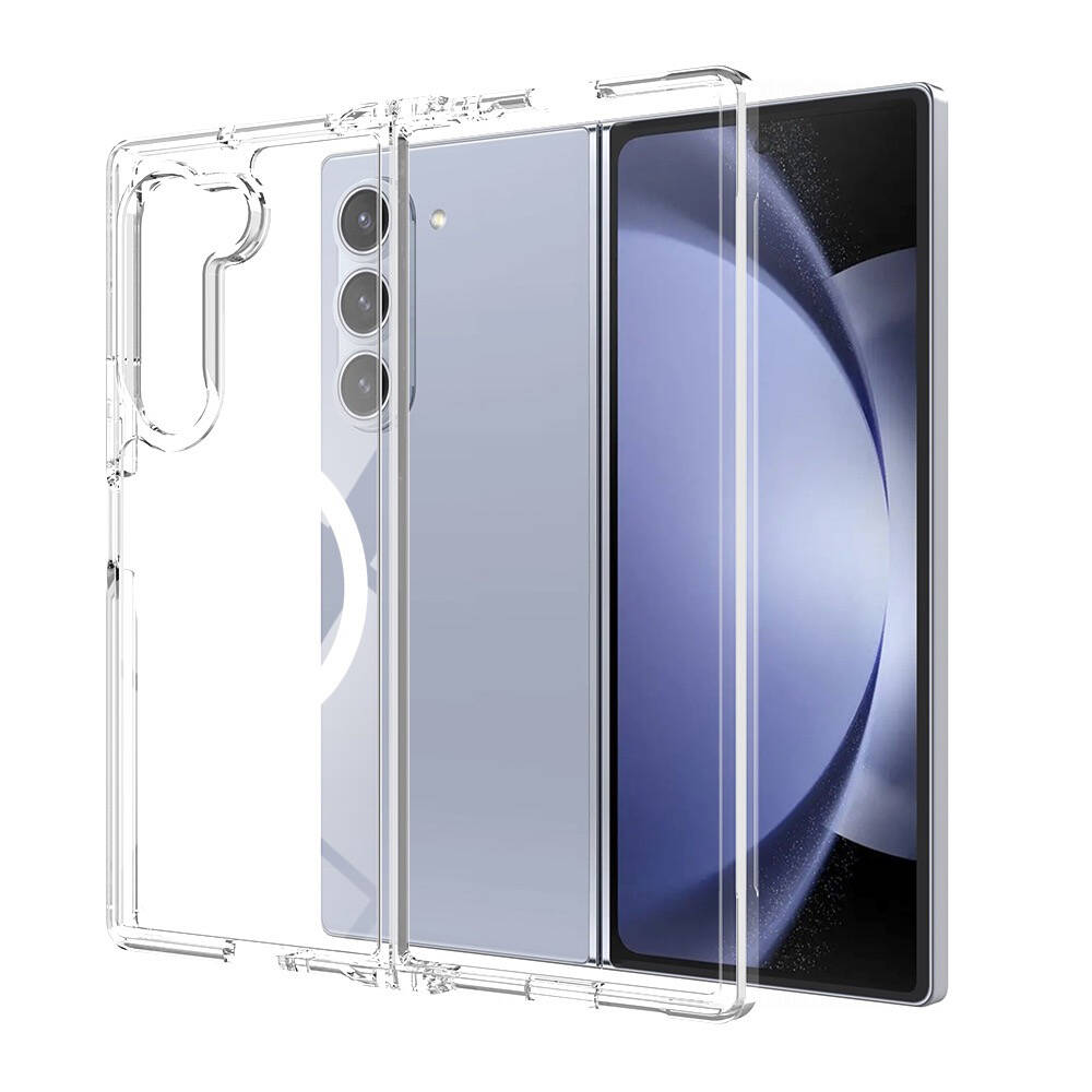 [RNZ-TA107540] Samsung Galaxy Z Fold 6 Uyumlu Kılıf M-safe Şarj Özellikli Şeffaf Sert PC Zore Embos Kapak