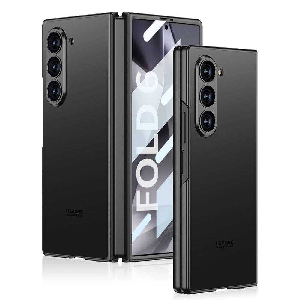 [RNZ-TA107879] Samsung Galaxy Z Fold 6 Uyumlu Kılıf Titanyum Metal Tasarımlı Zore Kıpta Caz Kapak (Siyah)