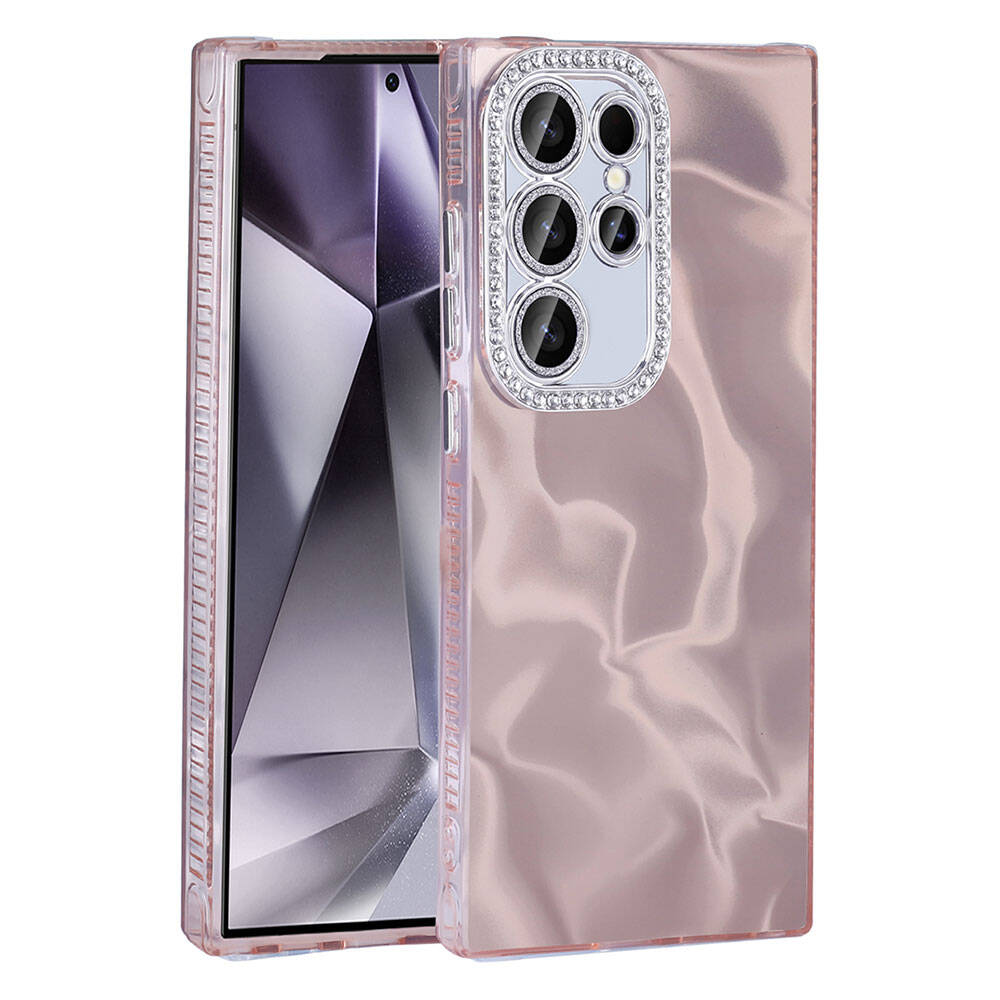 [RNZ-TA107777] Samsung Galaxy S24 Ultra Uyumlu Kılıf Airbagli Parlak Taş Detay Tasarımlı Zore Esila Kapak (Pembe)