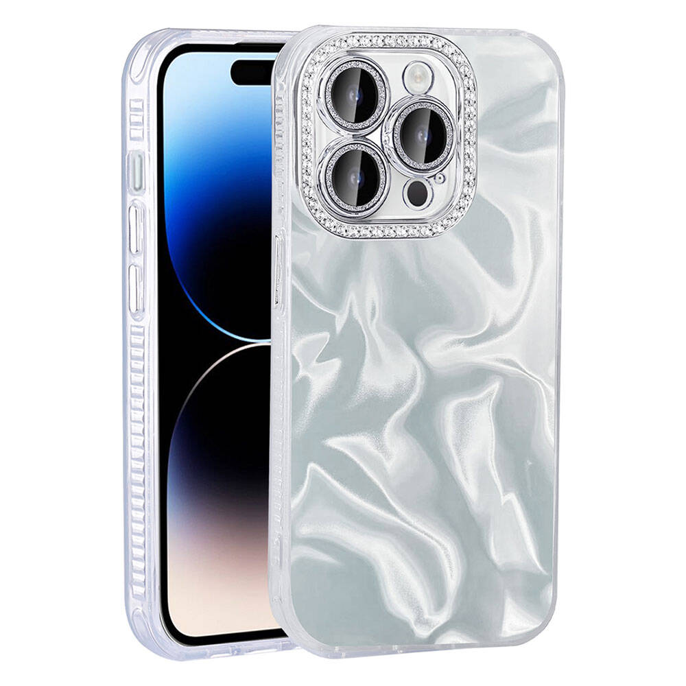 Apple iPhone 15 Pro Uyumlu Kılıf Airbagli Parlak Taş Detay Tasarımlı Zore Esila Kapak
